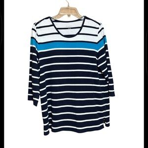 Allison Daily Nautical Striped Women's Top - Blue and White